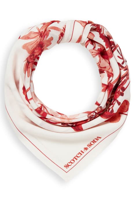 SMALL PRINTED LIVAECO™ MODAL SCARF ELECTRIC RED by Scotch & Soda