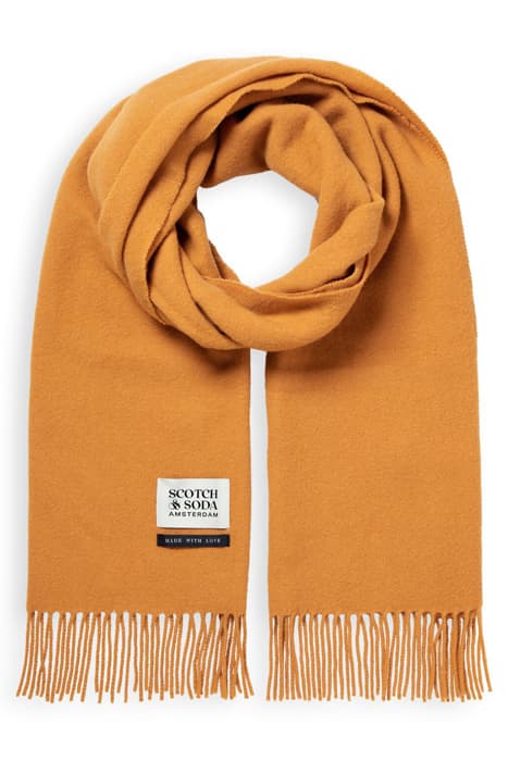 VIRGIN WOOL FRINGED WOVEN SCARF PUMPKIN SPICE by Scotch & Soda