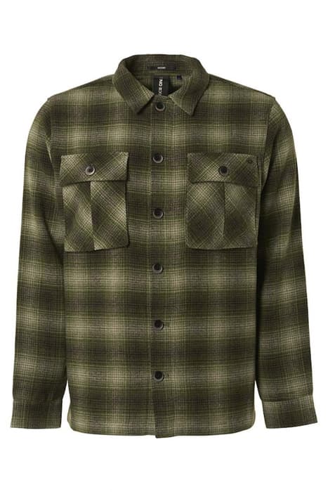 OVERSHIRT BUTTON CLOSURE CHECK WITH WOOL SAGE GREEN by No Excess