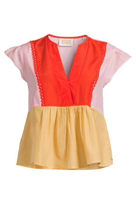 COLOR BLOCK SILK-BLEND TOP COMBO Y by Scotch & Soda Exclusives