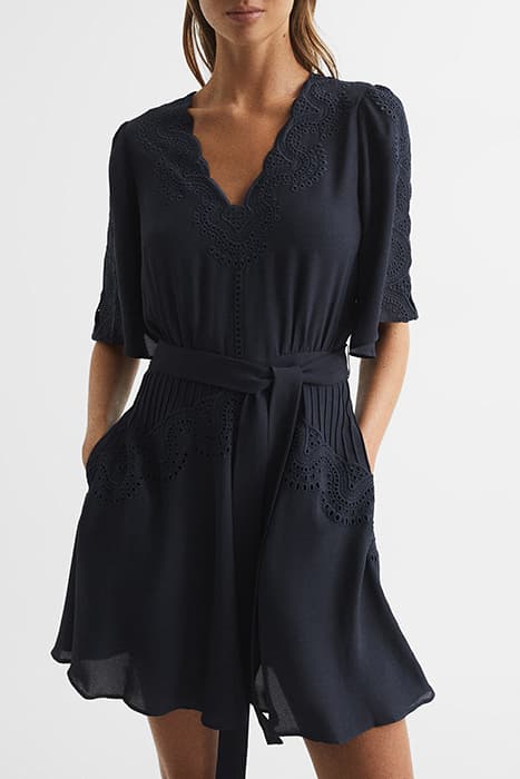 RHEA-BRODERIE SLEEVE FLIP NAVY by Reiss