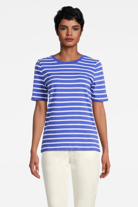 EO/ RELAXED C-NK TEE BRETON STP / VERONA BLUE by Tommy Hilfiger