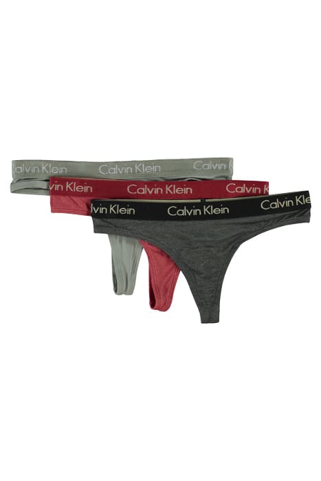 THONG 3PK BLK/GR HTR/RUSTIC RED by Calvin Klein