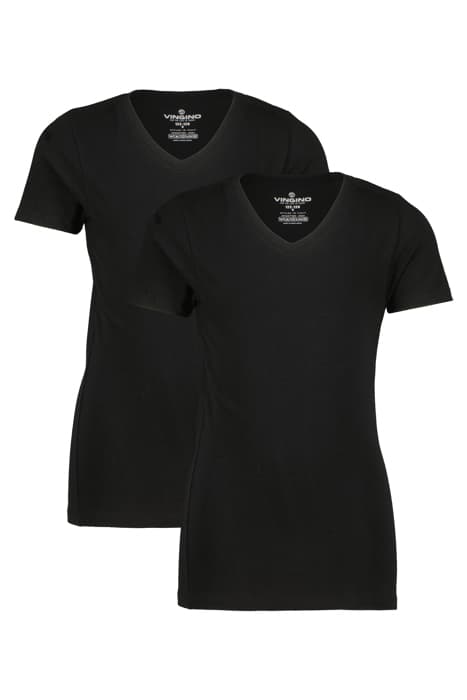 T-SHIRT V-NECK (2-PACK) DEEP BLACK by Vingino