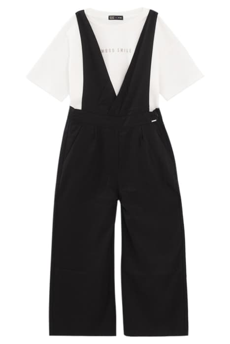 GIRLS’ BLACK DUNGAREES & WHITE T-SHIRT OUTFIT by IKKS