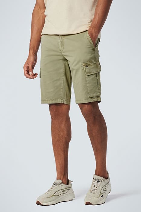 SHORT CARGO GARMENT DYED + STONE WASHED STRETCH SMOKE GREEN by No Excess