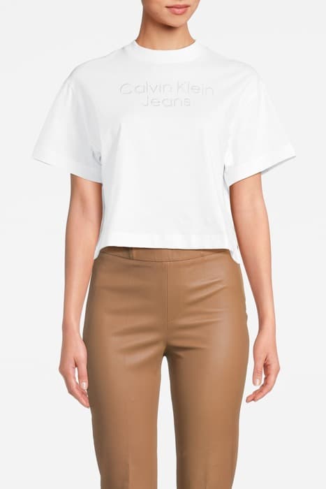 EO/ SILVER EMBR TEE BRIGHT WHITE by Calvin Klein