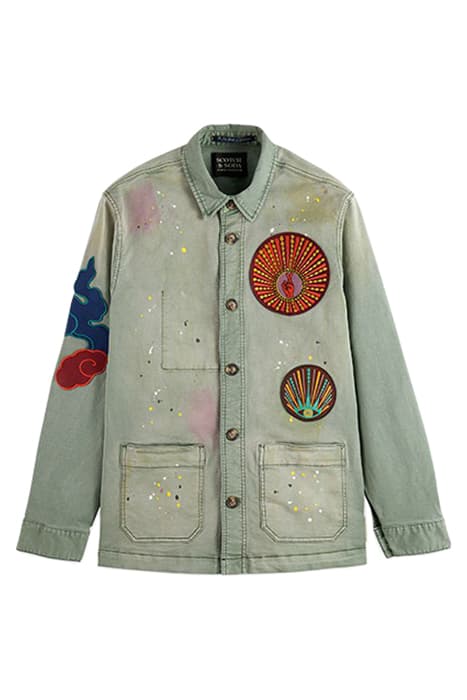 WORKER JACKET WITH SPECIAL WASHING AND BADGES ARMY by Scotch & Soda