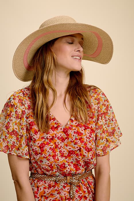 ACHILLE - CAMEL STRAW FLOPPY HAT by ONE STEP