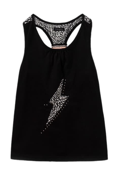 GIRLS’ BLACK GRAPHIC PRINT MIXED-FABRIC VEST TOP by IKKS