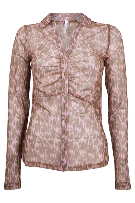 BLOUSE TWO TONE PRINT ON MESH ROSE QUARTZ by Summum Woman