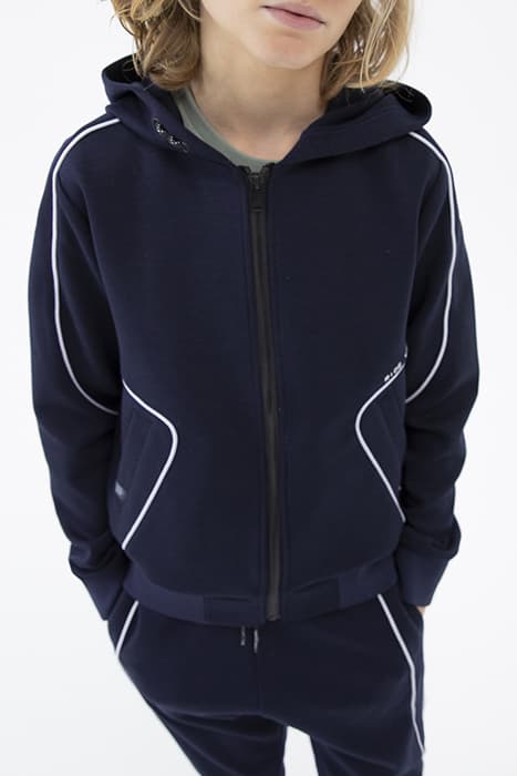 BOYS’ NAVY CARDIGAN WITH WHITE PIPING by IKKS