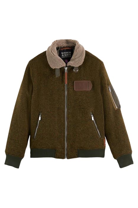 WOOL-BLEND AVIATOR JACKET MILITARY MELANGE by Scotch & Soda