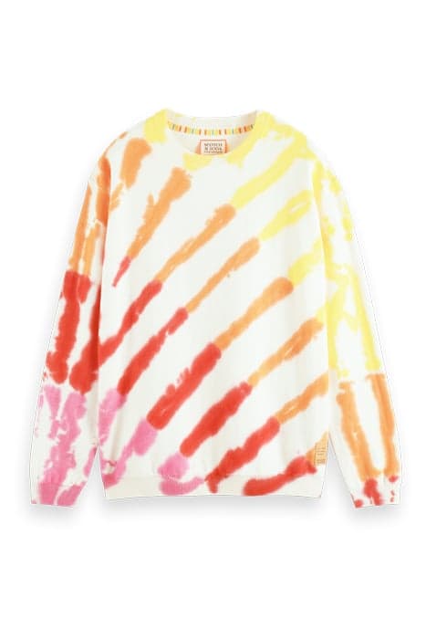 TIE-DYED COTTON CREWNECK PULLOVER RED/YELLOW TIE DYE by Scotch & Soda