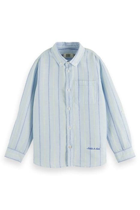 YARN-DYED LONG-SLEEVED LINEN SHIRT BLUE STRIPE by Scotch & Soda