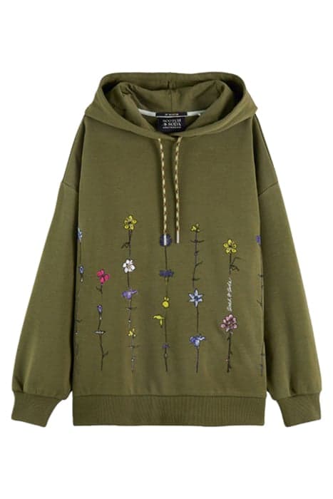 GROWING FLOWERS OVERSIZED-FIT HOODIE ARMY GREEN by Scotch & Soda