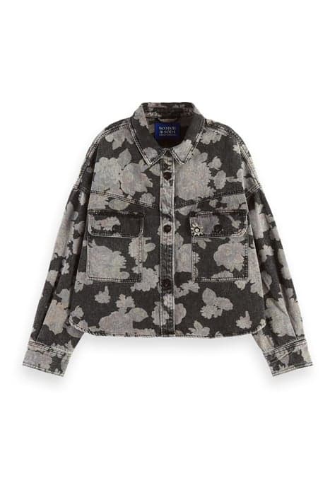 ALLOVER PRINTED FLORAL BLACK DENIM OVERSHIRT COMBO A FLOWERS by Scotch & Soda