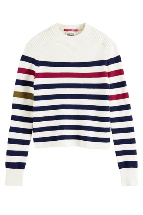 CONTRAST STRIPE PULLOVER IN ORGANIC COTTON VANILLA WHITE by Scotch & Soda