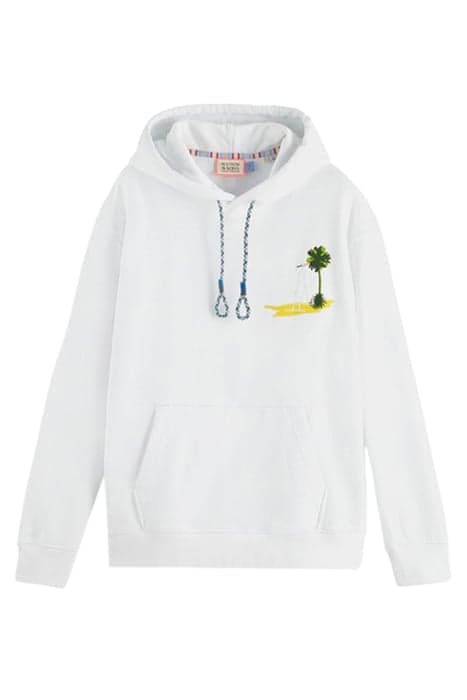 GARMENT DYE ARTWORK HOODIE WHITE by Scotch & Soda