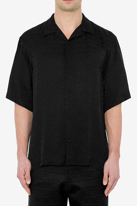 ALLOVER LOGO JACQUARD TWILL SHIRT BLACK by Moschino