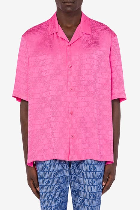 ALLOVER LOGO JACQUARD TWILL SHIRT FUCSIA by Moschino