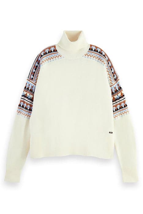 FAIR ISLE ROLL NECK WOOL-BLEND PULLOVER AGED WHITE by Scotch & Soda