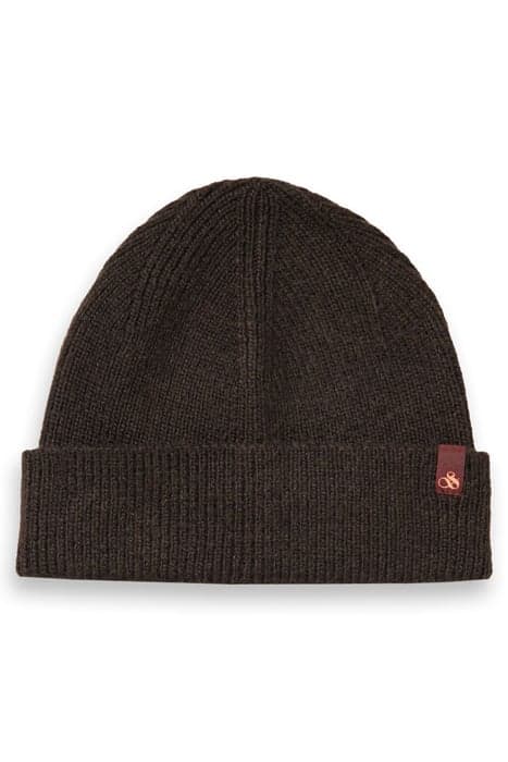 WOOL-BLEND RIB KNIT BEANIE EARTH by Scotch & Soda