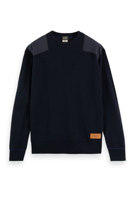 CREWNECK PULLOVER WITH SHOULDER PATCHES NIGHT by Scotch & Soda