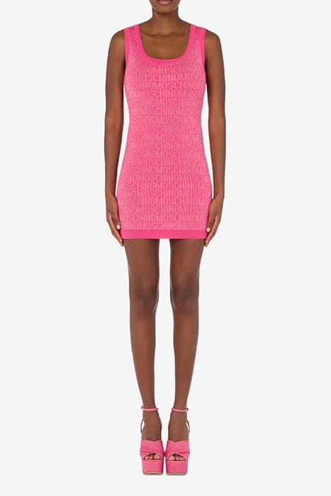 ALLOVER LOGO WOOL DRESS FUCHSIA by Moschino