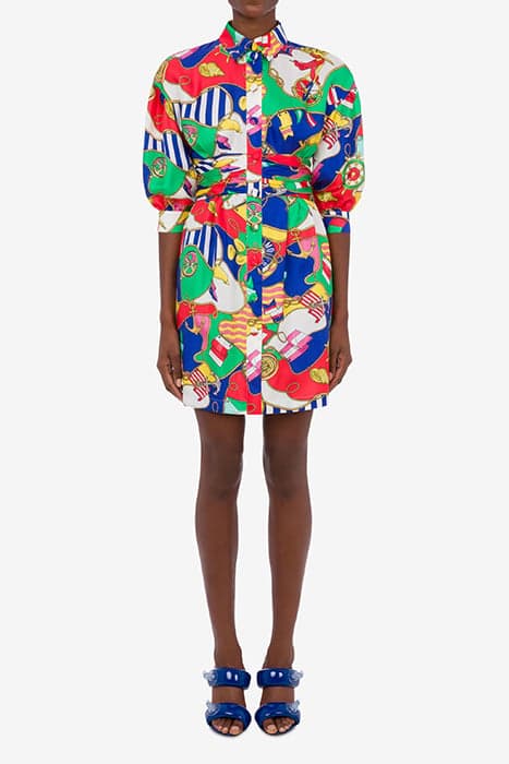 ALLOVER NAUTICAL SILK TWILL DRESS MULTICOLOR by Moschino