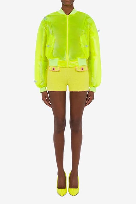 INFLATABLE TRANSPARENT PVC BOMBER JACKET GREEN by Moschino