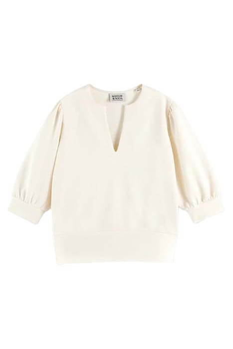 VOLUMINOUS SLEEVED V-NECK SWEAT VANILLA WHITE by Scotch & Soda