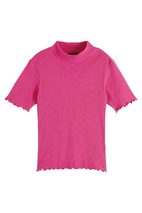 RIBBED MOCK NECK T-SHIRT FUCHSIA by Scotch & Soda