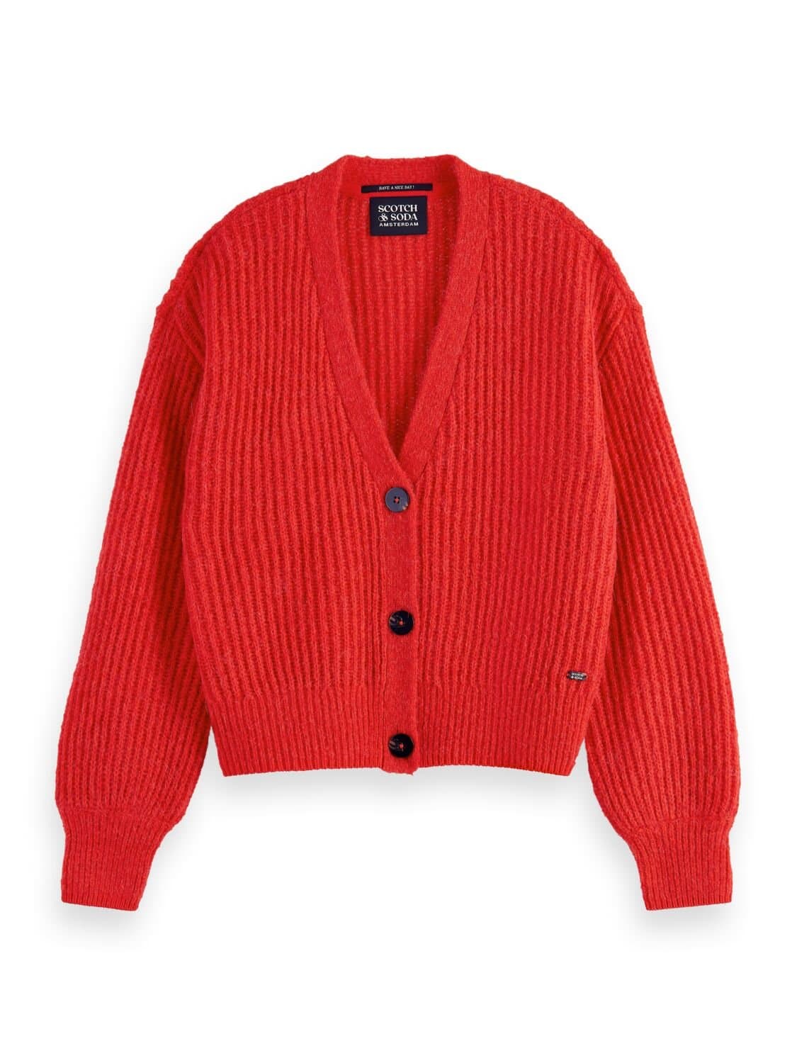 FUZZY CARDIGAN WITH VOLUMINOUS SLEEVES ELECTRIC RED by Scotch & Soda