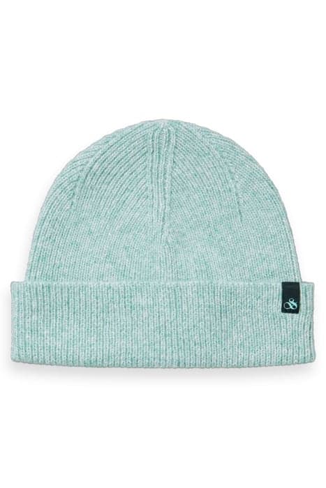 WOOL-BLEND RIB KNIT BEANIE TURQUOISE MELANGE by Scotch & Soda