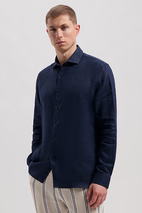 BASIC SHIRT LINEN DK. NAVY by Dstrezzed