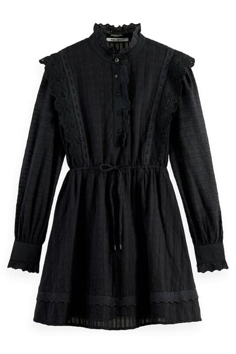 MINI SHIRT DRESS WITH LACE DETAIL IN ORGANIC COTTON BLACK by Scotch & Soda