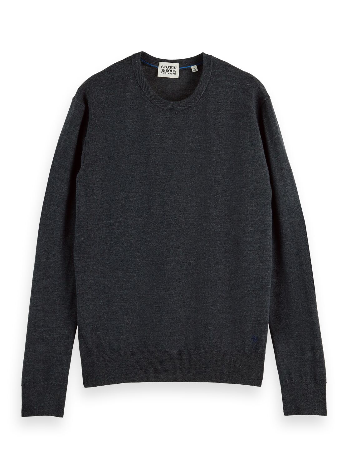 ESSENTIALS - CREWNECK PULLOVER IN MERINO WOOL GRAPHITE MELAN by Scotch & Soda