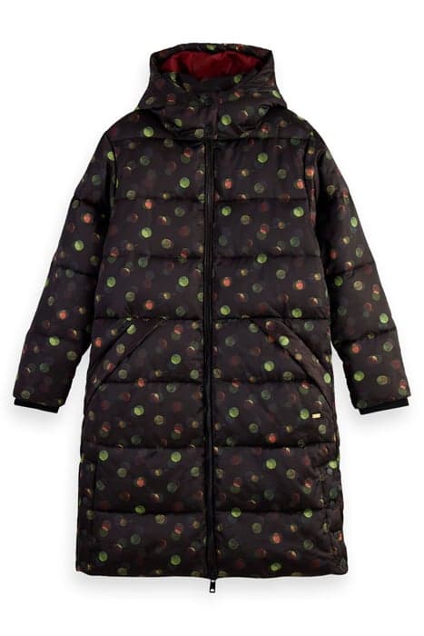 PRINTED LONGER LENGTH PUFFER COAT WITH DETACHABLE HOOD PLANE by Scotch & Soda