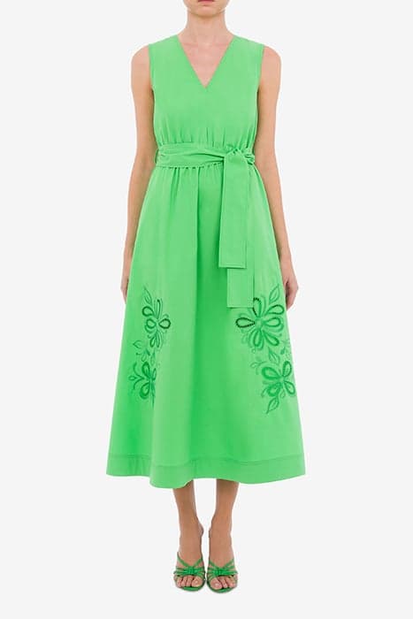 AJOUR STRETCH COTTON POPLIN DRESS GREEN by Moschino