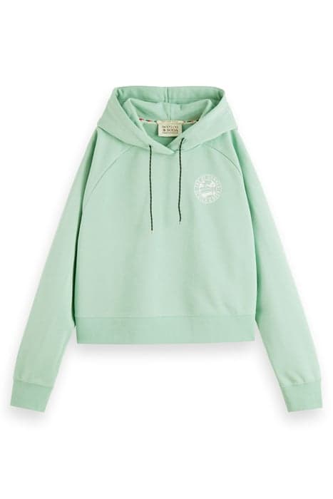 RELAXED FIT RAGLAN CROPPED HOODIE AQUA GREEN by Scotch & Soda