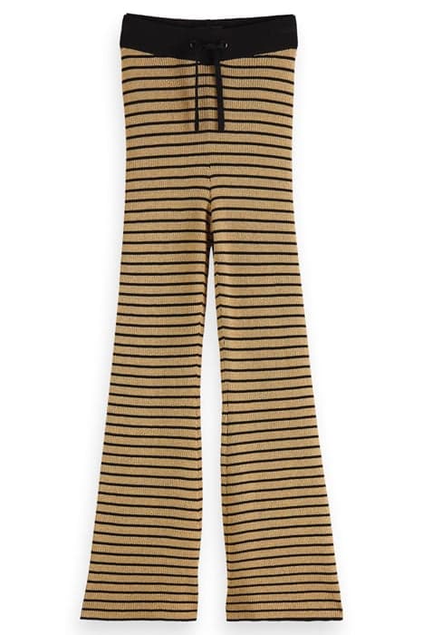 KNITTED LUREX-BLEND FLARED HIGH-RISE PANTS SAND MELANGE by Scotch & Soda