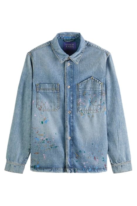 WASHED LIGHTWEIGHT DENIM OVERSHIRT WITH PAINT DETAILS WASHED by Scotch & Soda