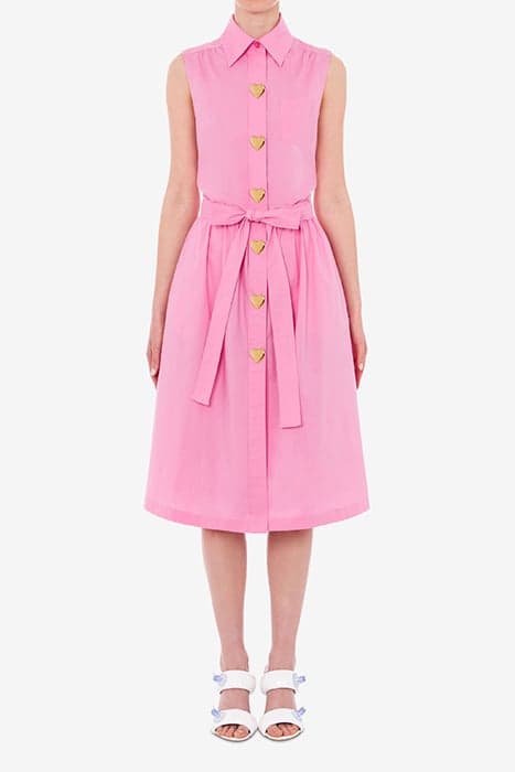 HEART BUTTONS STRETCH POPLIN DRESS PINK by Moschino