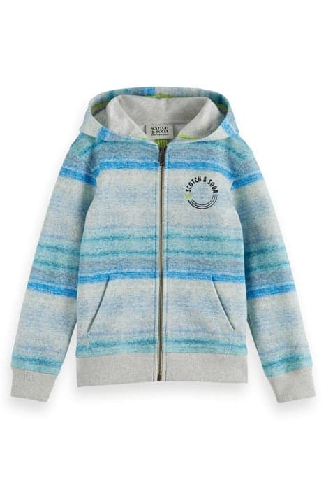 ZIP-THROUGH PRINTED MELANGE HOODIE IN ORGANIC COTTON BLUE PR by Scotch & Soda