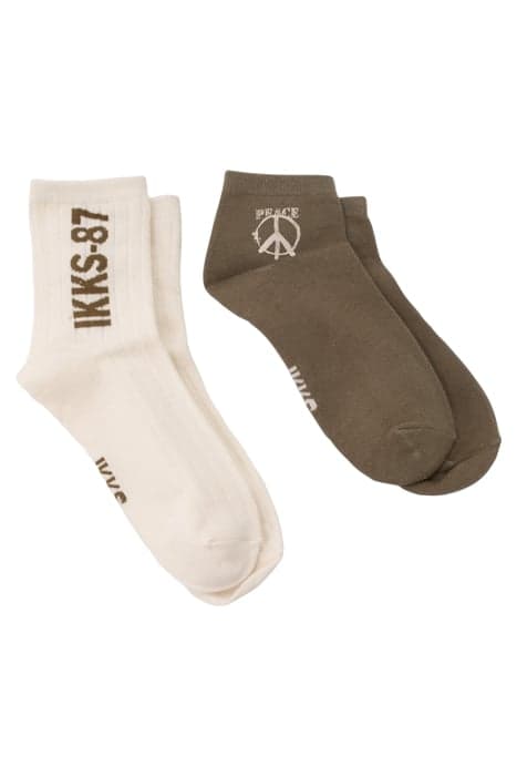 KHAKI AND RIBBED WHITE SOCKS by IKKS