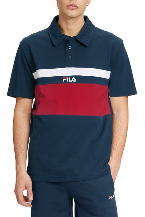 LESHAN BLOCKED POLO SHIRT BLACK IRIS-TRUE RED by FILA