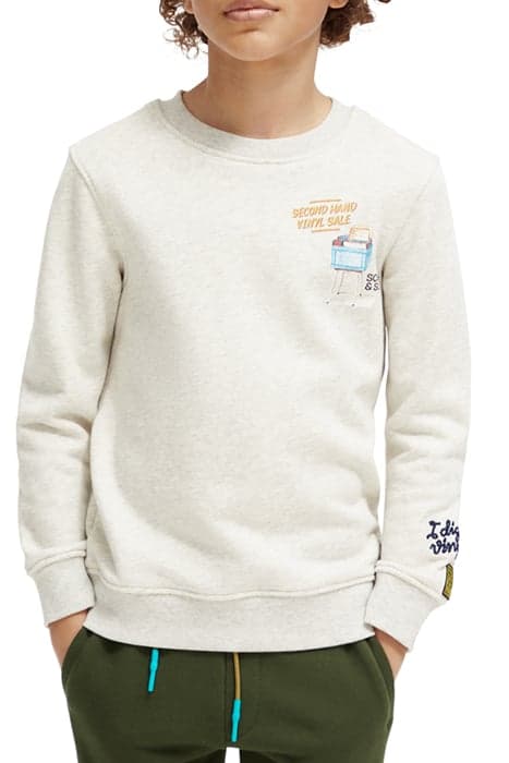 REGULAR FIT ARTWORK SWEATSHIRT IN ORGANIC COTTON ECRU MELANG by Scotch & Soda