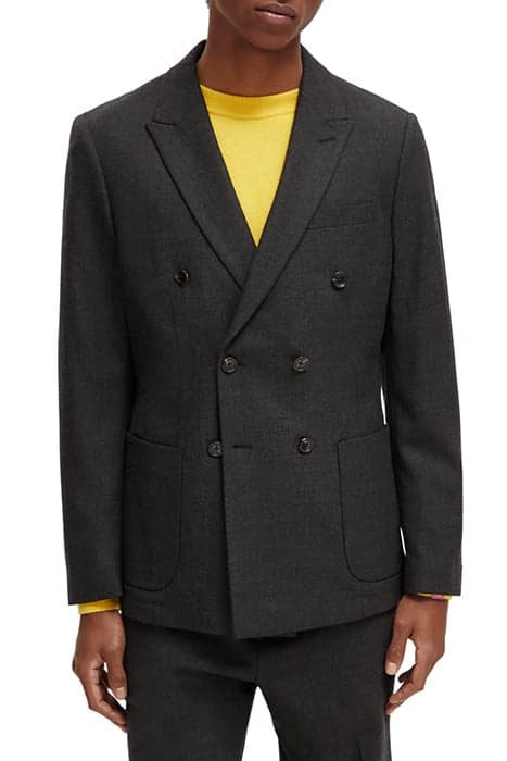 BRUSHED DOUBLE-BREASTED WOOL-BLEND BLAZER VINYL MELANGE by Scotch & Soda