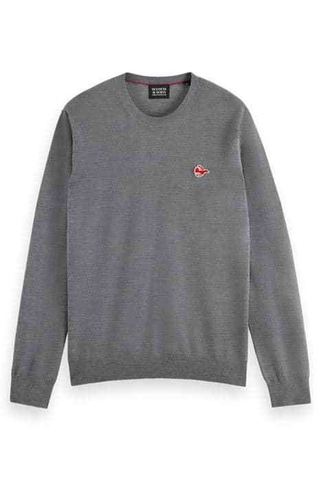 REGULAR FIT FREE SPIRIT BIRD PULL IN MERINO WOOL GREY MELANG by Scotch & Soda